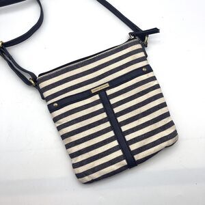 Tommy Hilfiger Blue Beige Striped Crossbody Bag Purse